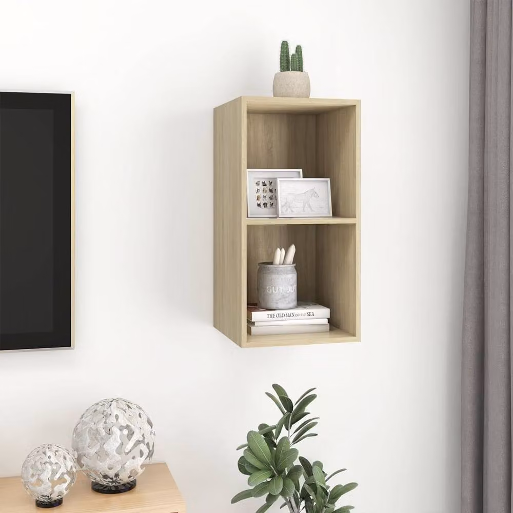 Berkfield Home Practical Wall-mounted TV Cabinet in Sonoma Oak, W/D/H: 37 x 37 x 72 cm – 2