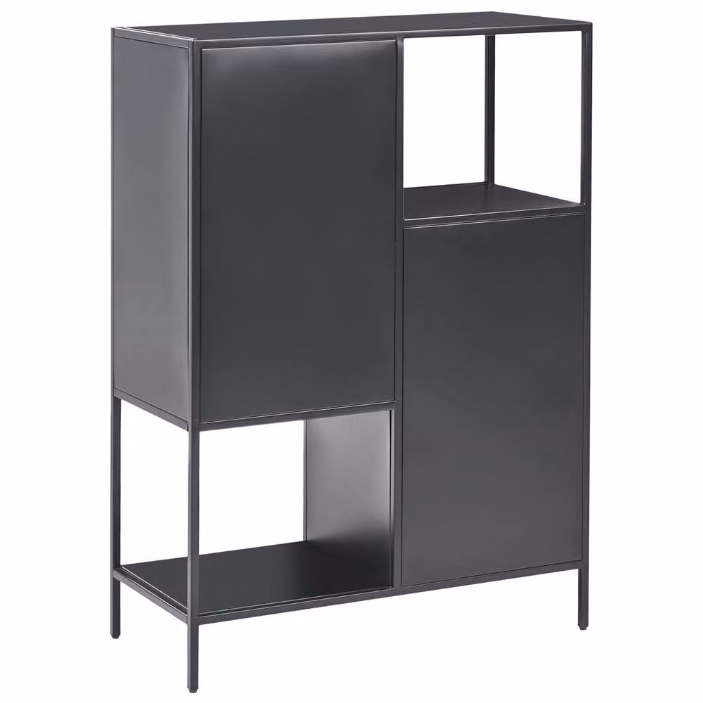 Wyld and Coco Black Matt Steel 6-Shelf Industrial Office Storage Cabinet with Hinged Doors – 5