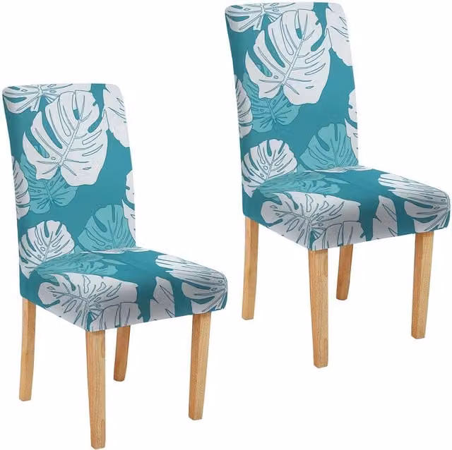 Roseley Floral Stretch Dining Chair Covers in Petrol and Turquoise, Pack of 2
