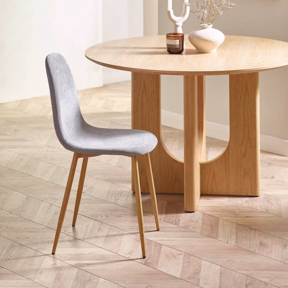 Cheshire Alverton Set of 4 Beige Chenille Upholstered Dining Chairs with Wood Frame – 2