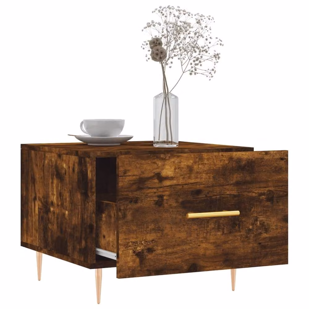 Berkfield Home Set of 2 Decorative Coffee Tables in Smoked Oak Brown, W/D/H: 50 x 50 x 40 cm – 3