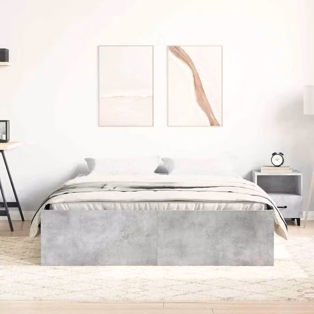 Berkfield Home Modern Small Double Bed Frame in Concrete Grey
