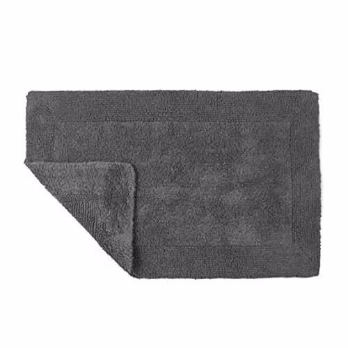 Allure Bath Fashions Reversible Heavyweight Cotton Bath Mat, W: 53 cm, D: 85 cm, Grey/Red – 2