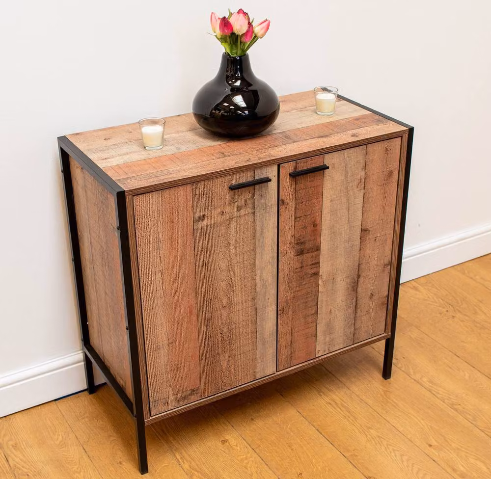 Timber Art Design Stretton Two Door Sideboard in Brown Industrial Oak Effect – 3