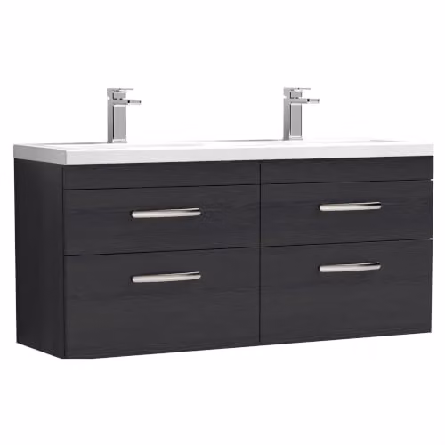 Balterley Millwich Wall Hung 4 Drawer Vanity Basin Unit with LED Lighting, Black, W: 120 cm, D: 58.61 cm, H: 40 cm – 7