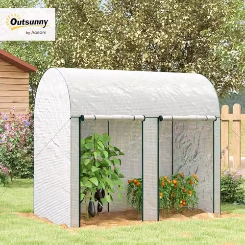 Outsunny White Walk-In Greenhouse with Roll-Up Zipped Doors, W/D/H: 200 x 100 x 178 cm – 2