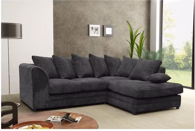 Snugg Furniture UK Limited Milo Jumbo Cord Corner Sofa in Black (Right Hand) – 1