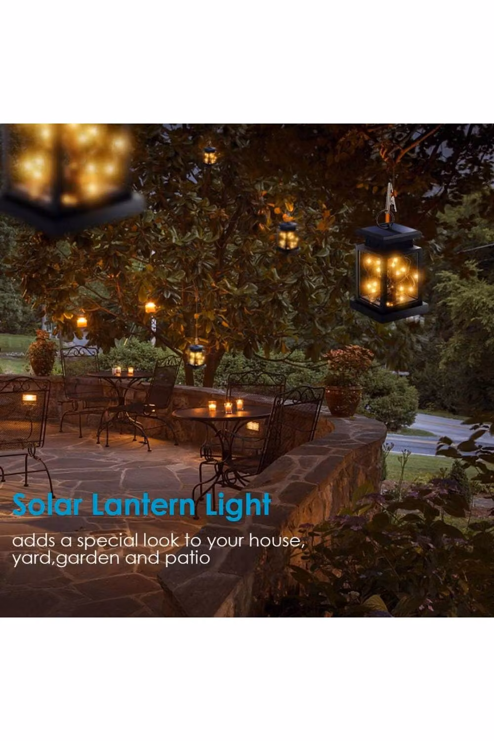 KDMD Solar Peg Clip Lantern Fairy Lights in Black with Warm White LED and Dusk Sensor for Outdoor Garden Decoration – 4