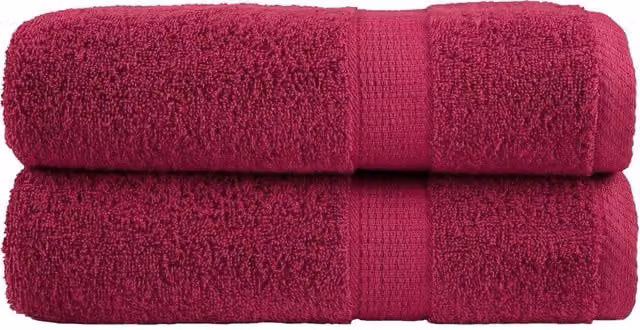 Berkfield Home SOLUND Premium Cotton Terry Shower Towels, 2 Pack, Red, W: 70 cm, L: 140 cm, 600gsm