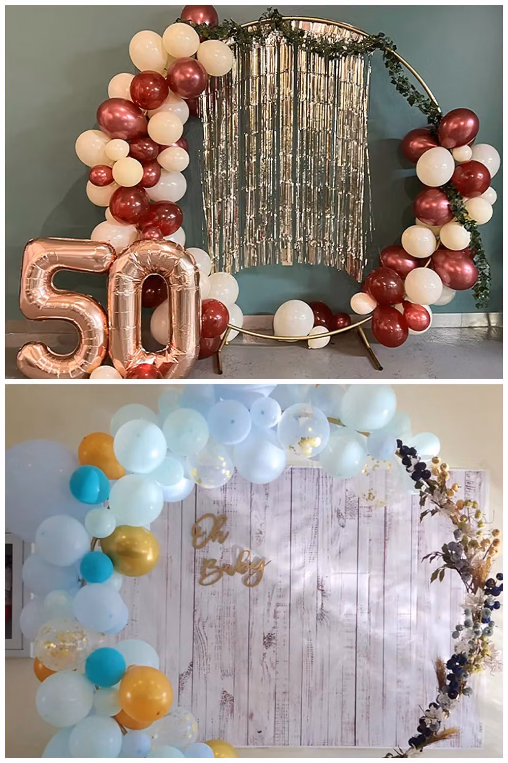 Neel Blue Round Metal Balloon Arch Frame with Floor Base, Gold, Height: 200 cm – 5