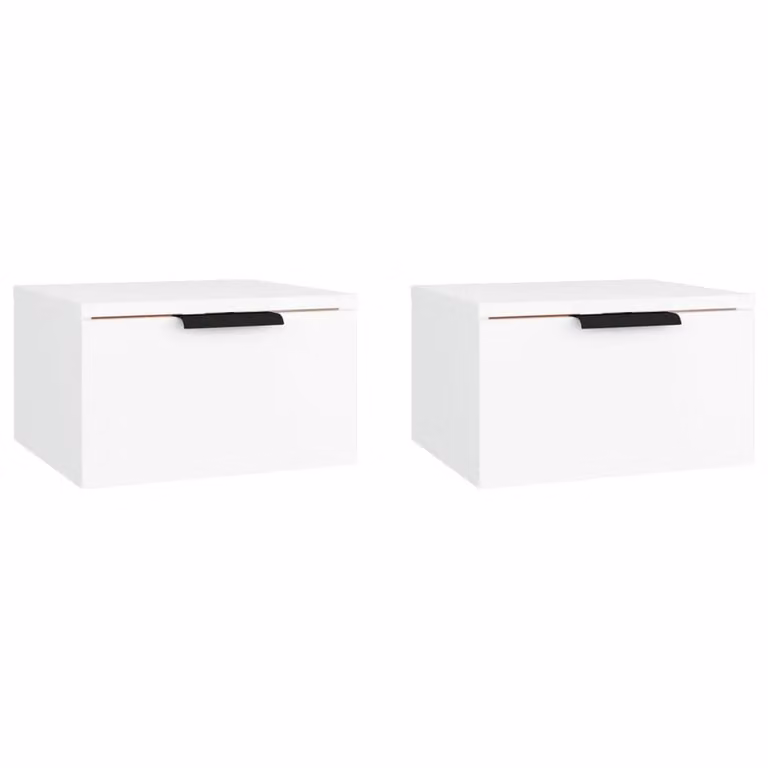 Berkfield Home Wall-mounted Bedside Cabinets, 2 Piece Set, White, W/D/H: 34 x 30 x 20 cm
