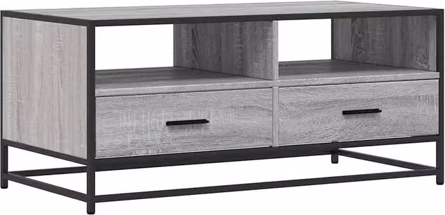 Berkfield Home Grey Sonoma Coffee Table with Metal Sled Base, W/D/H: 100 x 50 x 45 cm