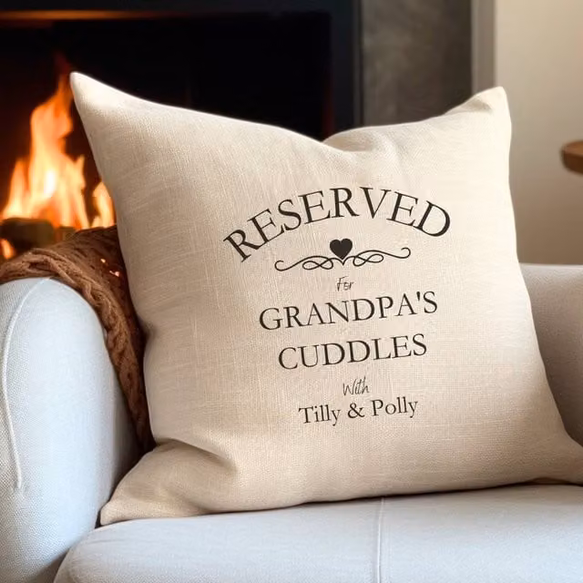 Aye Do Gifts Personalised Reserved for Cuddles Cushion in Beige, W/D/H: 40 x 40 x 40 cm