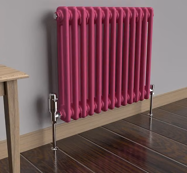 Lux Heat Horizontal 2 Column Steel Radiator in Pink, W: 60.5 cm, H: 50.0 cm