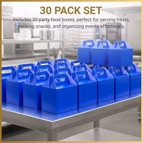Shatchi 30-Piece Blue Cardboard Party Food Lunch Boxes, W/D/H: 14 x 12 x 10 cm – 4