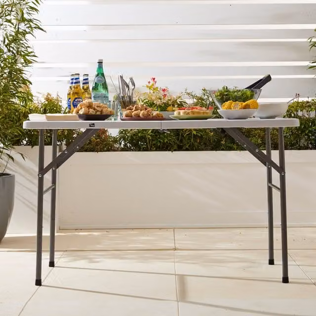 Neo White Folding Picnic Table, W: 124 cm, D: 61 cm, H: 61 cm