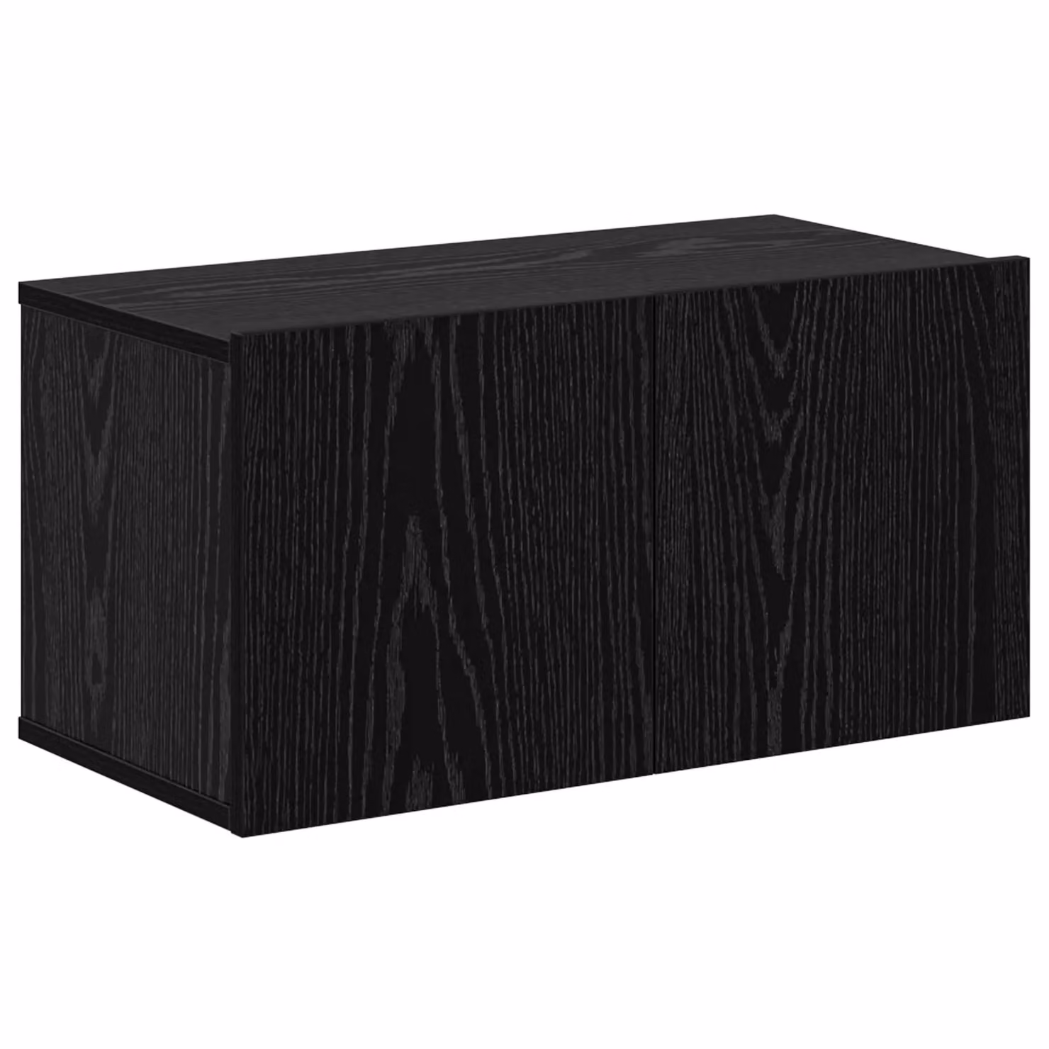 Berkfield Home Wall-Mounted TV Cabinet with Open Shelves and Hinged Doors in Black Oak – 4