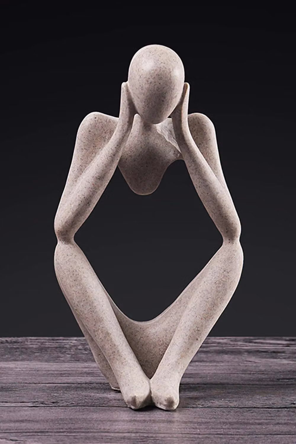 Living and Home Art Abstract Meditator Stone Tabletop Woman Figurine, Beige – 2