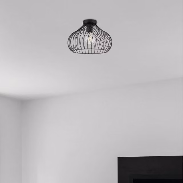 Eglo Staverton Industrial Ceiling Light in Black Metal