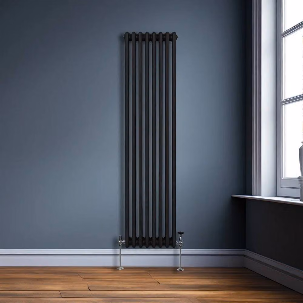 Monstershop Traditional 3 Column Steel Radiator, Black, H: 180 cm, W: 38 cm, D: 10 cm – 4