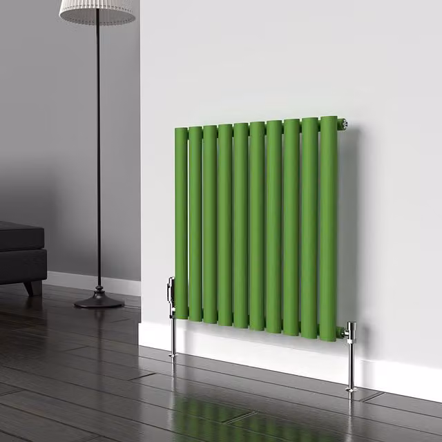 Lux Heat Oval Horizontal Coloured Radiator in Apple Green, W: 60.0 cm, H: 54.0 cm