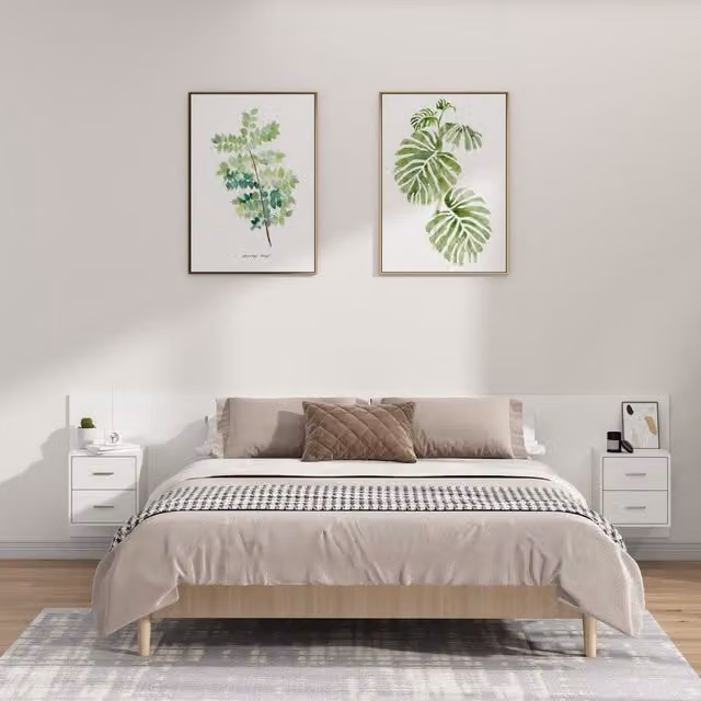 Berkfield Home White Engineered Wood Bed Headboard with Integrated Nightstand Cabinments – 1