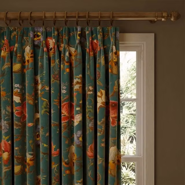 House of Hackney Artemis Opaque Velvet Fabric Panel Curtain in Petrol