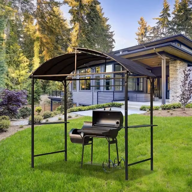Outsunny Gazebo Marquee Canopy Awning Shelter in Brown
