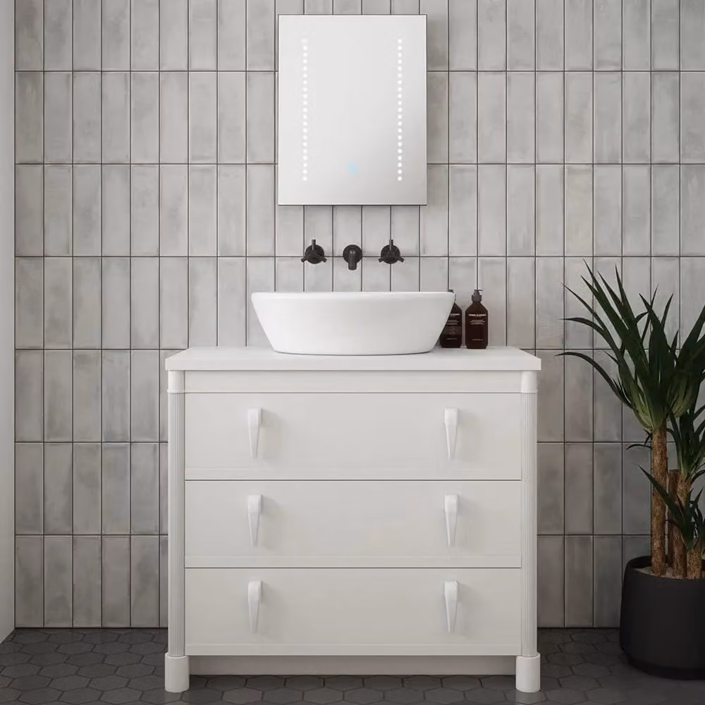 Loops White LED Bathroom Mirror with Tunable White Light, Demister and Shaver Socket, W: 39 cm, H: 50 cm – 2