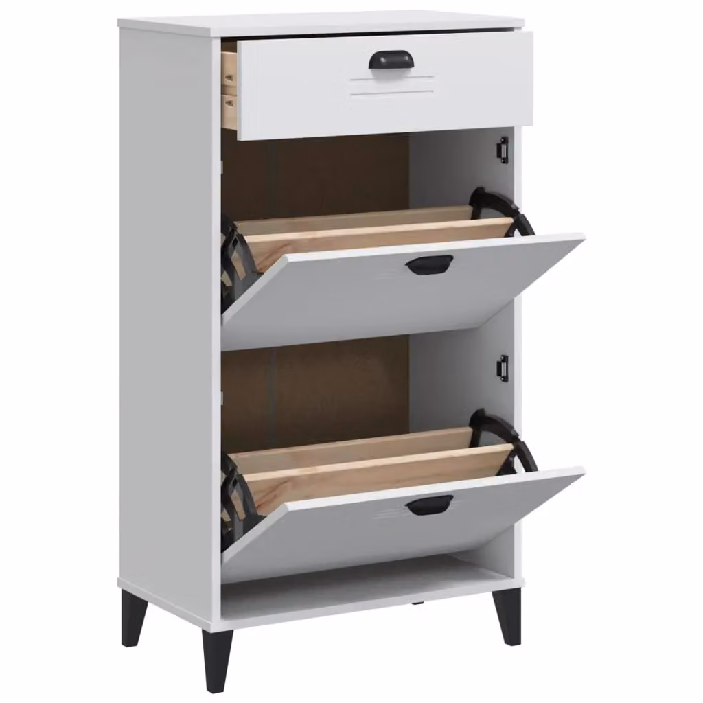 Berkfield Home VIKEN White Modern Shoe Cabinet with Tilting Compartments and Internal Shelves – 2
