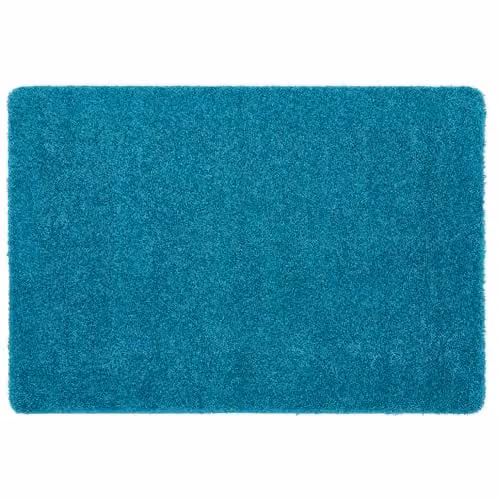 My Mat Non-Slip Washable Shaggy Pile Rectangular Rug in Turquoise Petrol, W: 140 cm, D: 200 cm – 1
