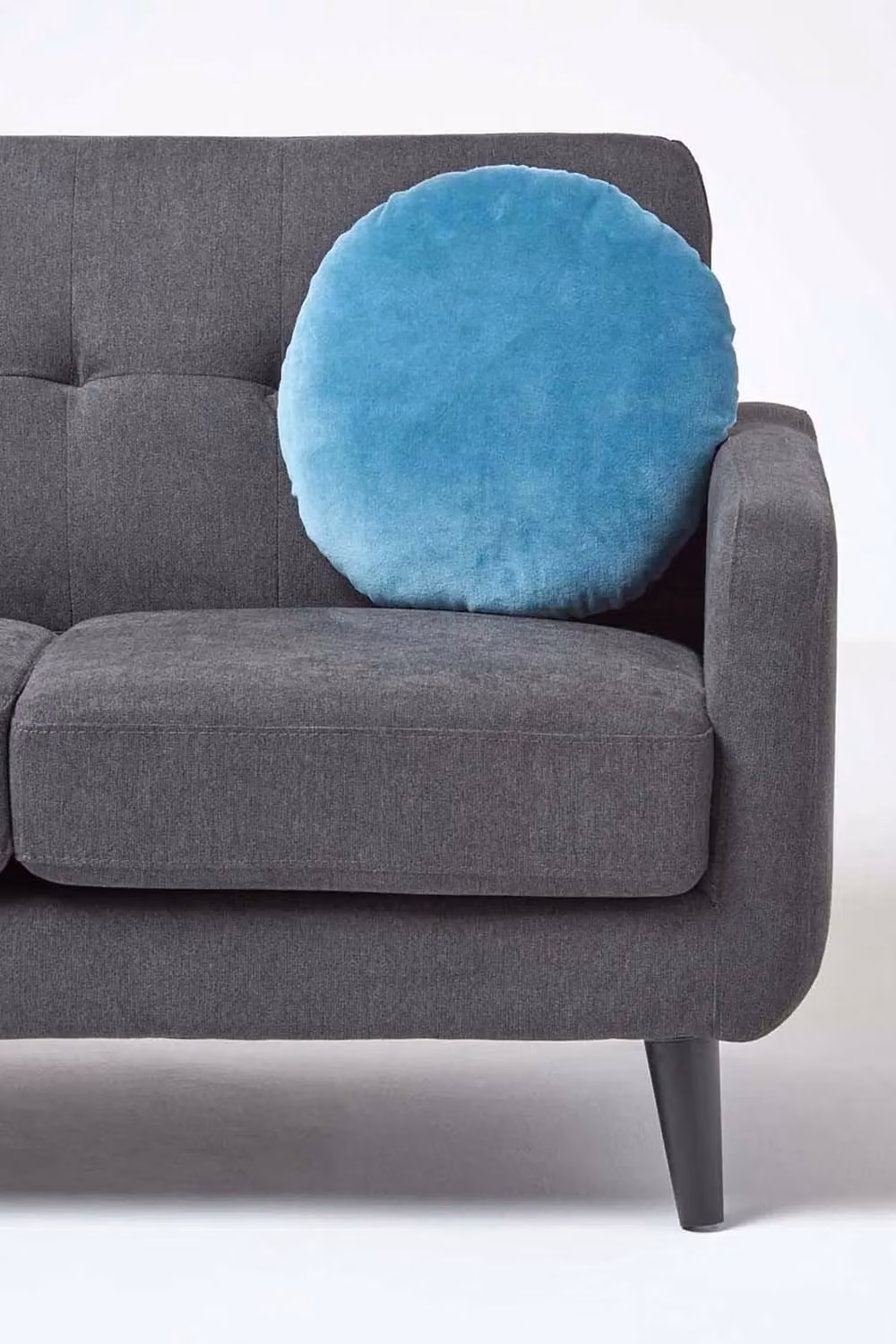 Homescapes Blue Round Cotton Velvet Cushion, Diameter: 40 cm – 3