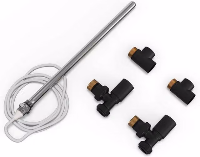 UK Radiators Talus Dual Fuel Towel Rail Kit in Matt Black Anthracite