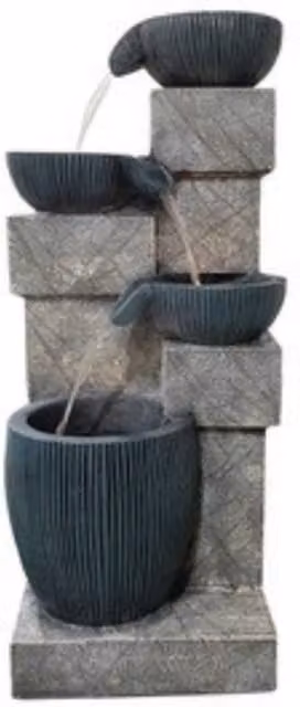 Tranquility Lumina Cascade Solar Water Feature in Antique Grey Stone