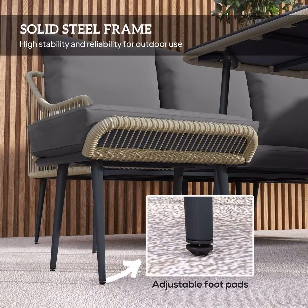 STILVORA 6-Piece Modern Sofa Set with Steel Frame in Grey – 4