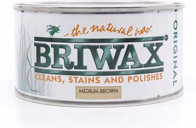Briwax Natural Wax Polish, Medium Brown, 200g