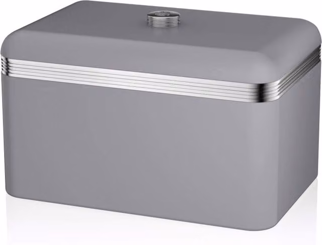 Swan Retro Metal Bread Bin in Black and Grey