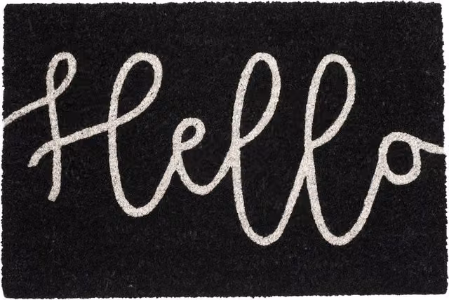 Orsina Hello Black Coir Doormat, Black, W/D/H: 60 x 40 x 2 cm – 1