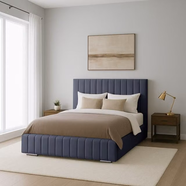Desire Deco Ammara Modern Upholstered Velvet Bed Frame, Grey, W/D/H: 180 x 200 cm
