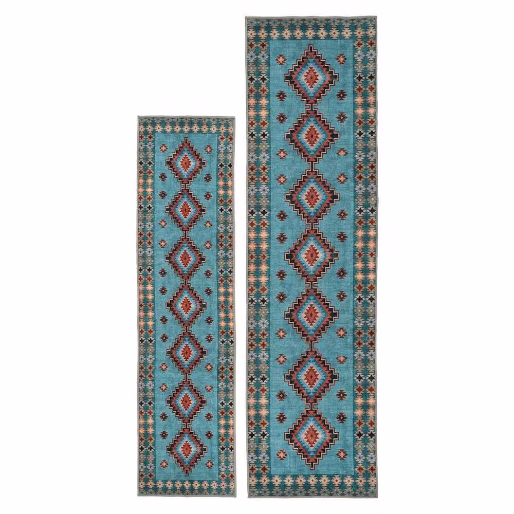 Kukoon Geometric Soft Area Rug in Pale Blue, W: 240 cm, D: 330 cm – 2