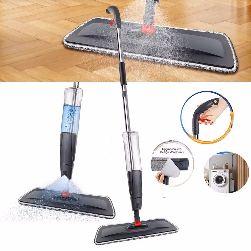 FLAVORA Grey Spray Floor Mop with Reusable Microfibre Pads, 700ml – 2