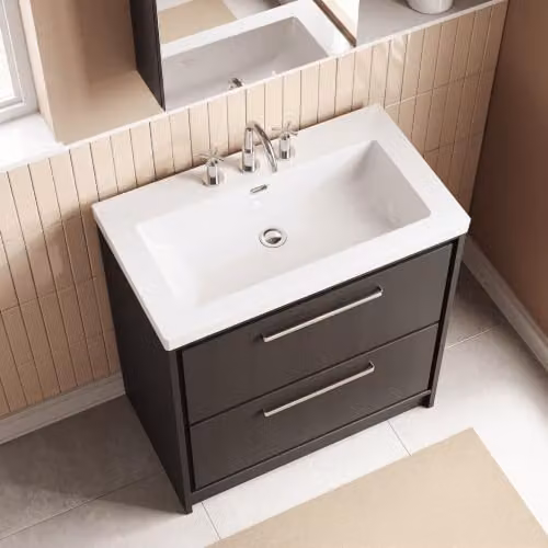Balterley Floor Standing Bathroom Vanity Unit with Rectangular Basin and 2 Soft Close Drawers, Graphite Grey, W: 81.3 cm, D: 46.2 cm, H: 84.5 cm – 4