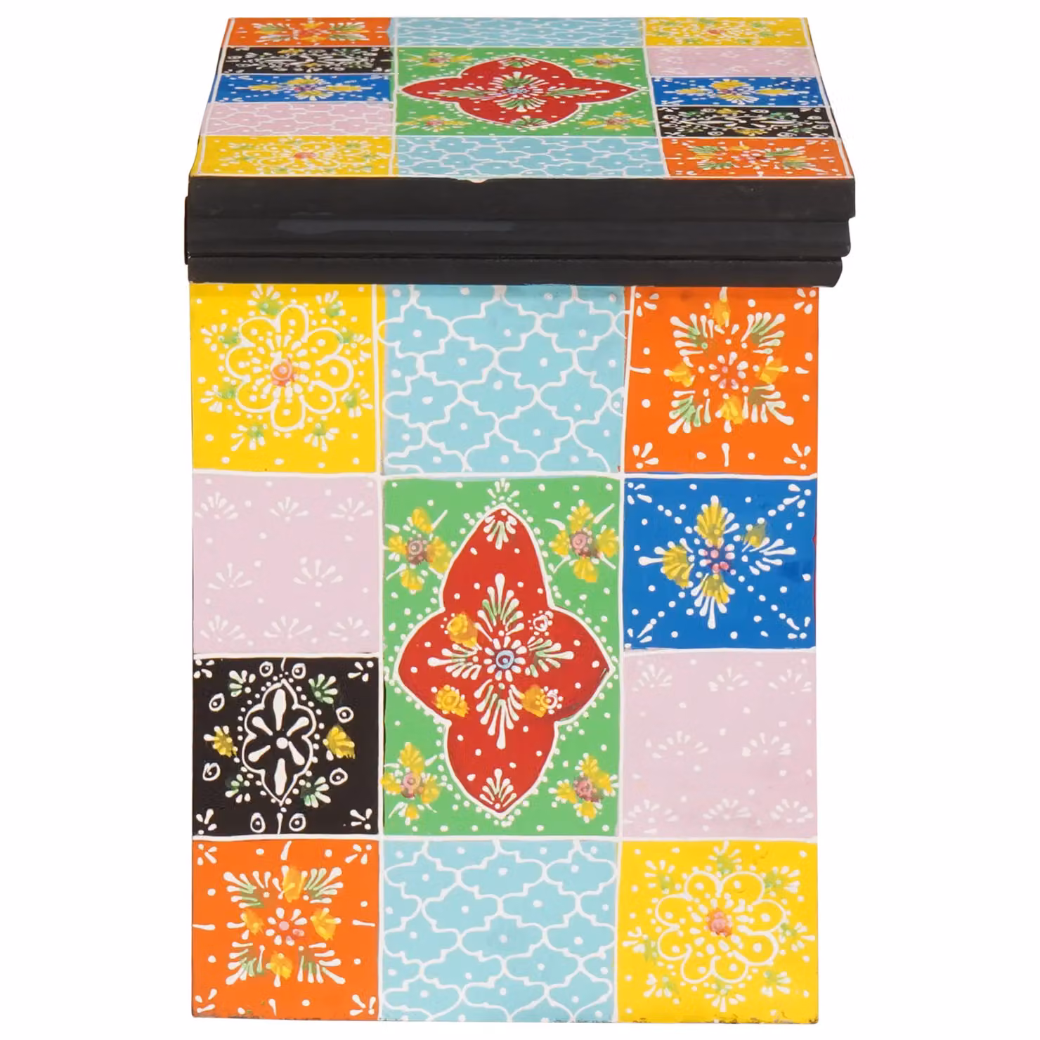 Berkfield Home Multicolour Floral Mango Wood Bedside Cabinet W/D/H: 40 x 30 x 40 cm – 3