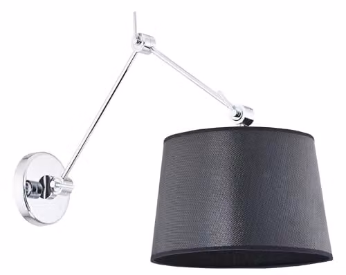 Netlighting Argon Zakyntos Wall Lamp with Fabric Shade in Black and Chrome