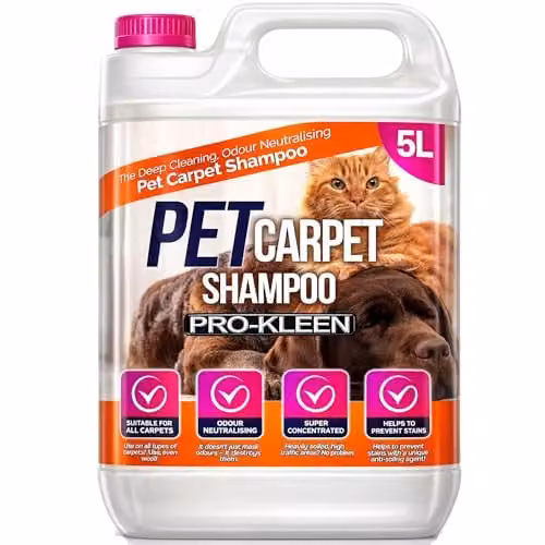 Pro-Kleen Pet Carpet and Upholstery Extraction Shampoo Solution with Reactivating Odour Treatment, Pink, 5 l