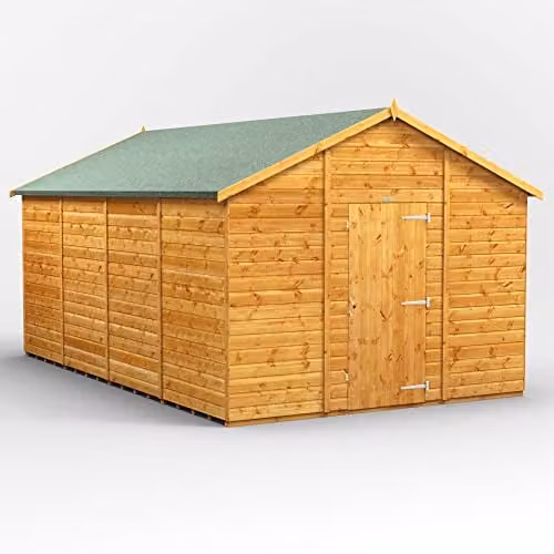 Powersheds Premium Apex Wooden Garden Shed in Brown, Windowless Storage Design – 1