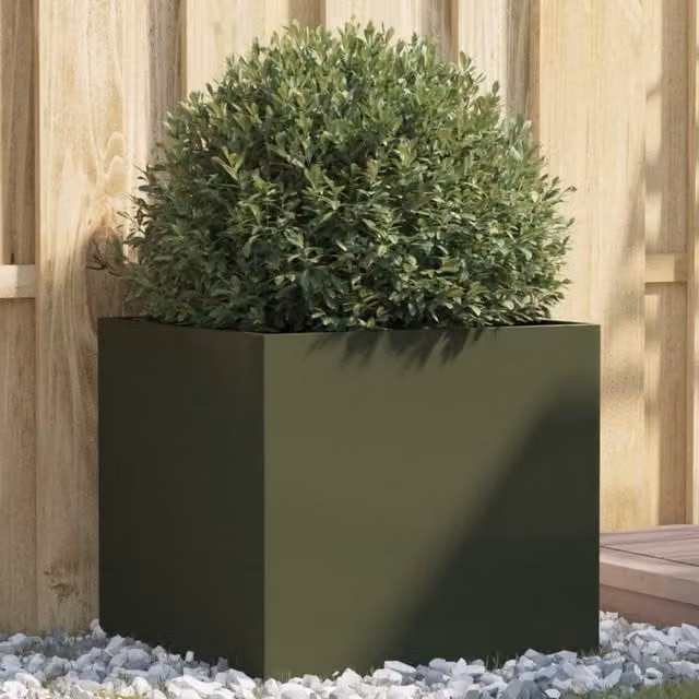 Berkfield Home Steel Planter Tub in Green, W/D/H: 49 x 47 x 46 cm – 1