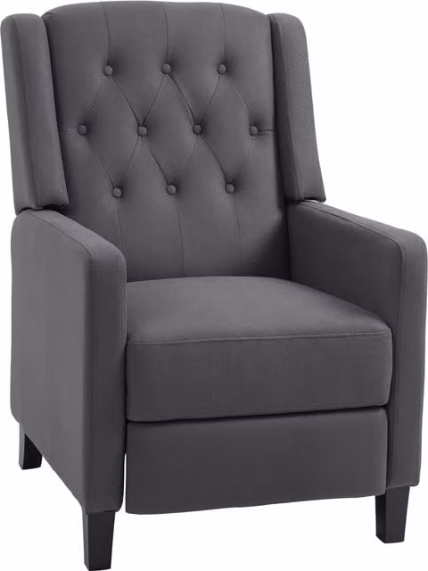 HOMCOM Wingback Recliner Chair in Grey with Microfibre Cloth and Integrated Leg Rest