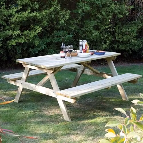 Rowlinsons 5ft Picnic Bench in Brown, W/D/H: 150 x 150 x 70 cm – 2