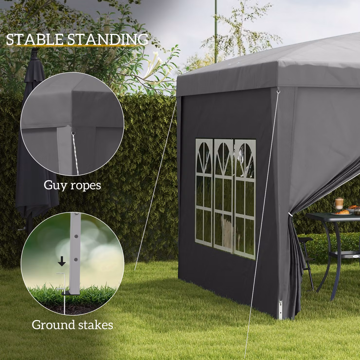Outsunny Waterproof Metal Frame Gazebo with 2 Windows and Carry Bag, Grey, W: 300 cm x D: 300 cm x H: 295 cm – 5